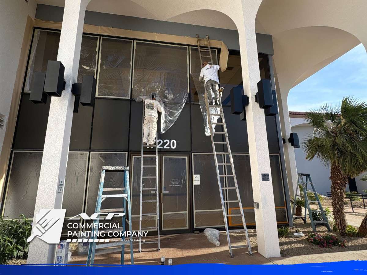 Phoenix office repaint in progress with zone separation allowing continued business operations.”