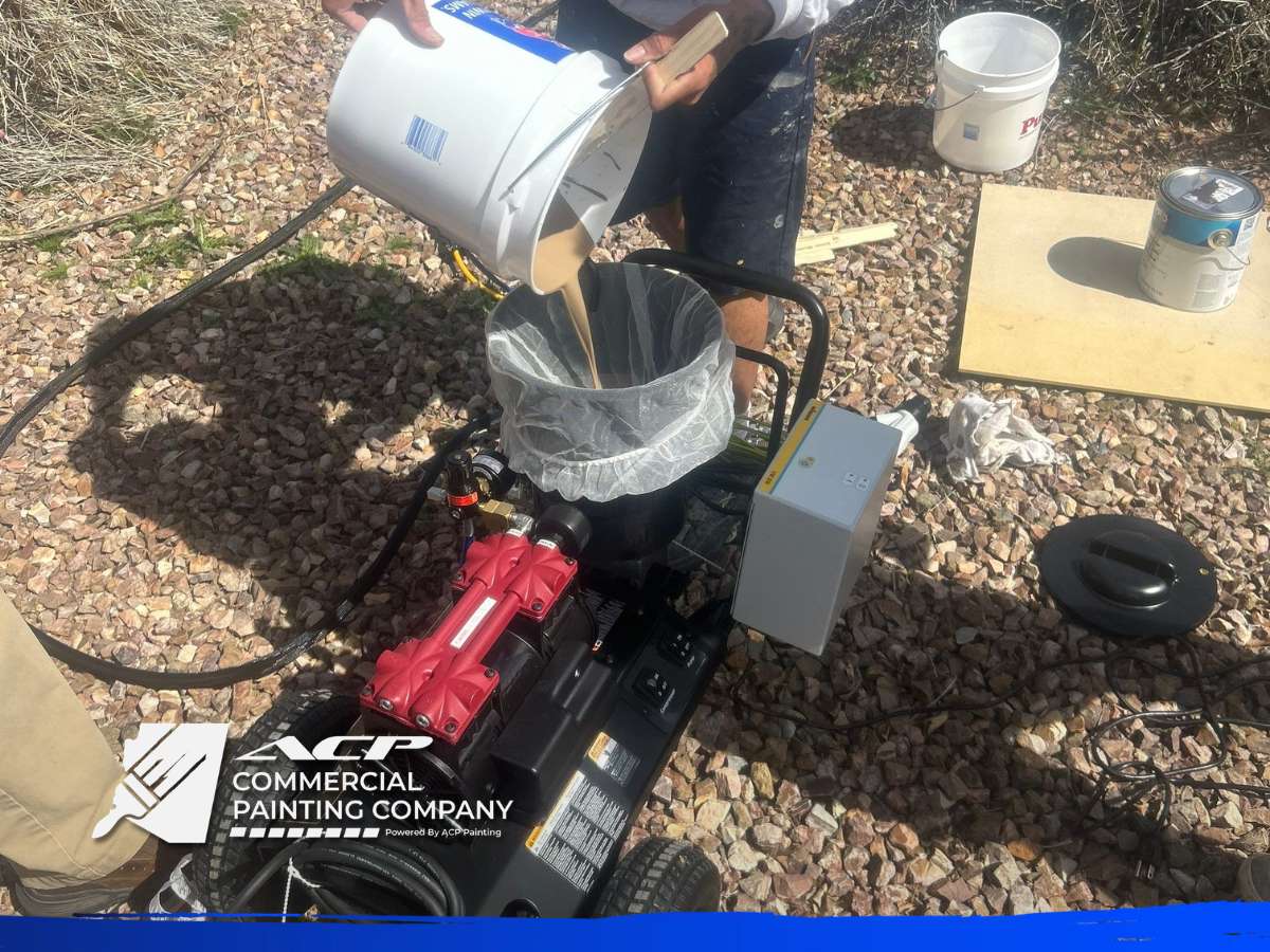 Electrostatic painting application on an Arizona metal fence showing wraparound coverage on intricate metal geometry
