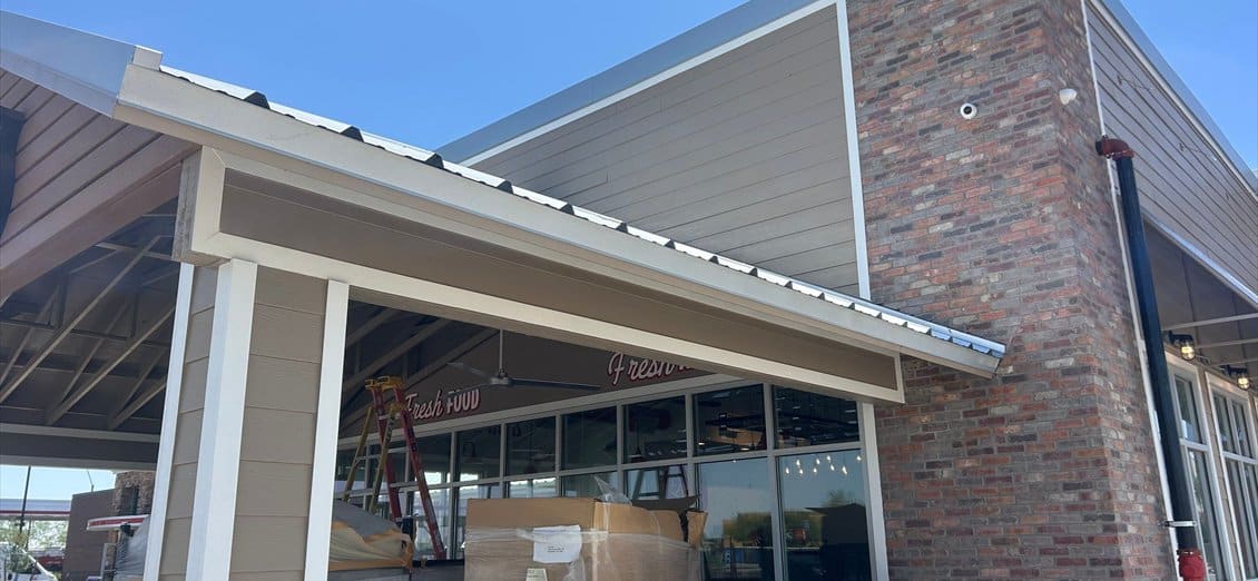 Restaurant covered patio and soffit repainted by ACP Commercial Painting Company in Goodyear, AZ