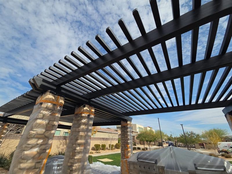 Community pergola and ramada repainted by ACP Commercial Painting Company in Goodyear, AZ
