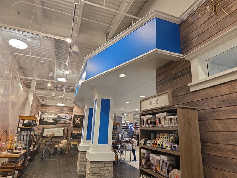 Retail entrance soffits and columns repainted by ACP Commercial Painting Company in Chandler, AZ